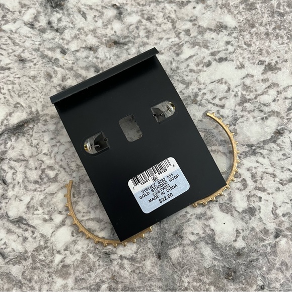 INC International Concepts \ Gold-tone Studded Hoop Earrings - Picture 3 of 4